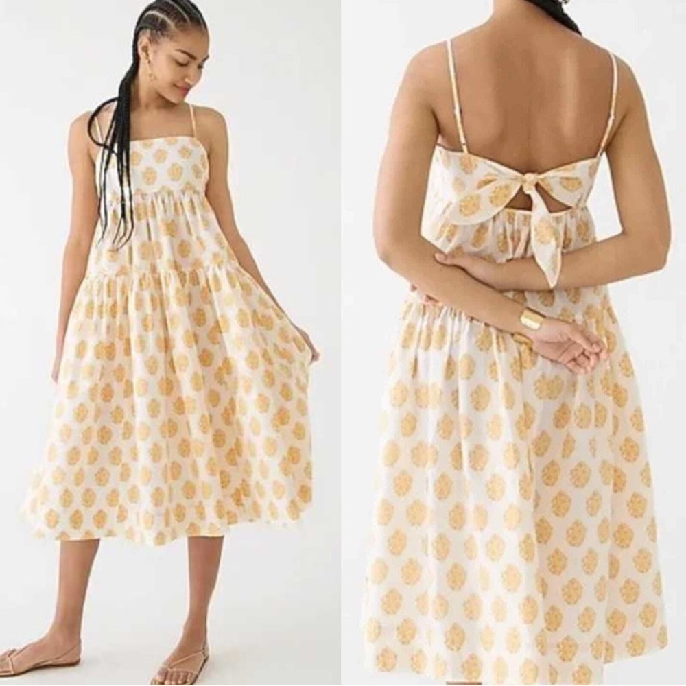 J. Crew Yellow and White Midi Dress
